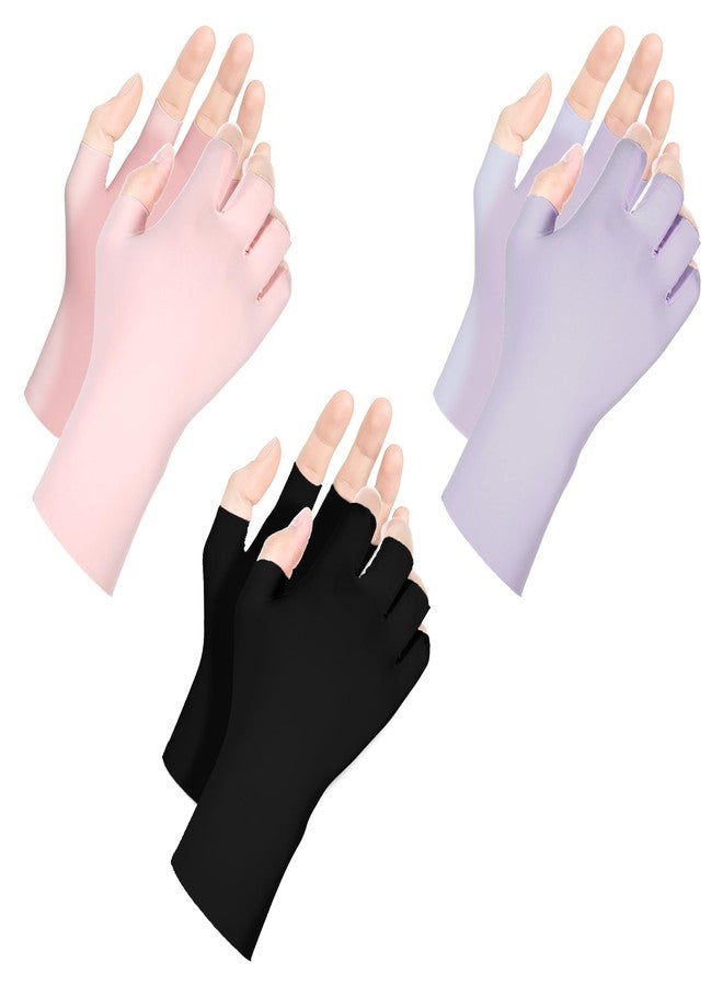 Bruislard UV Gloves for Gel Nail Lamp, 6 Pcs (3 Pair) Anti UV Gloves for Gel Nail Lamp, Protection Glove for Manicures, Professional Fingerless Nails Tech Glove for Home Salon Use Nails DIY Accessories(3 Color) - Image 1